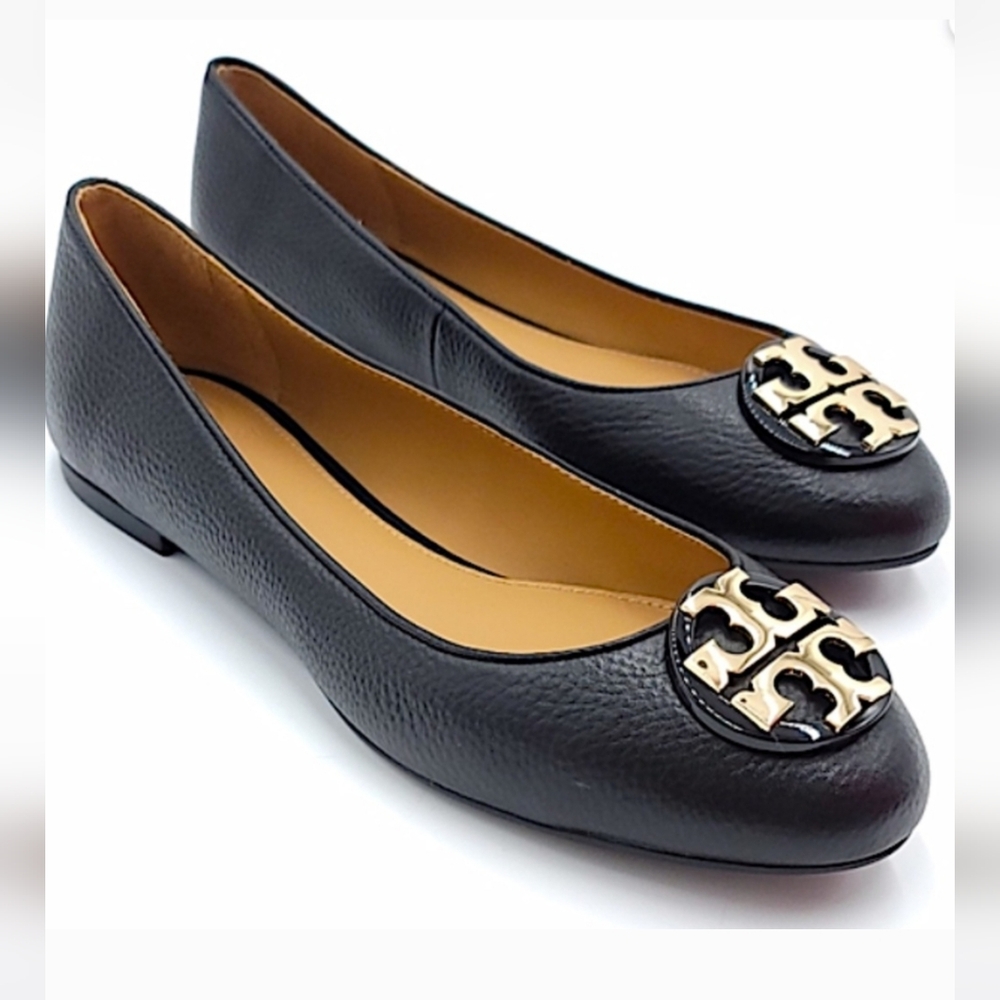 Tory Burch Claire Black Pebbled leather Flats 8M
